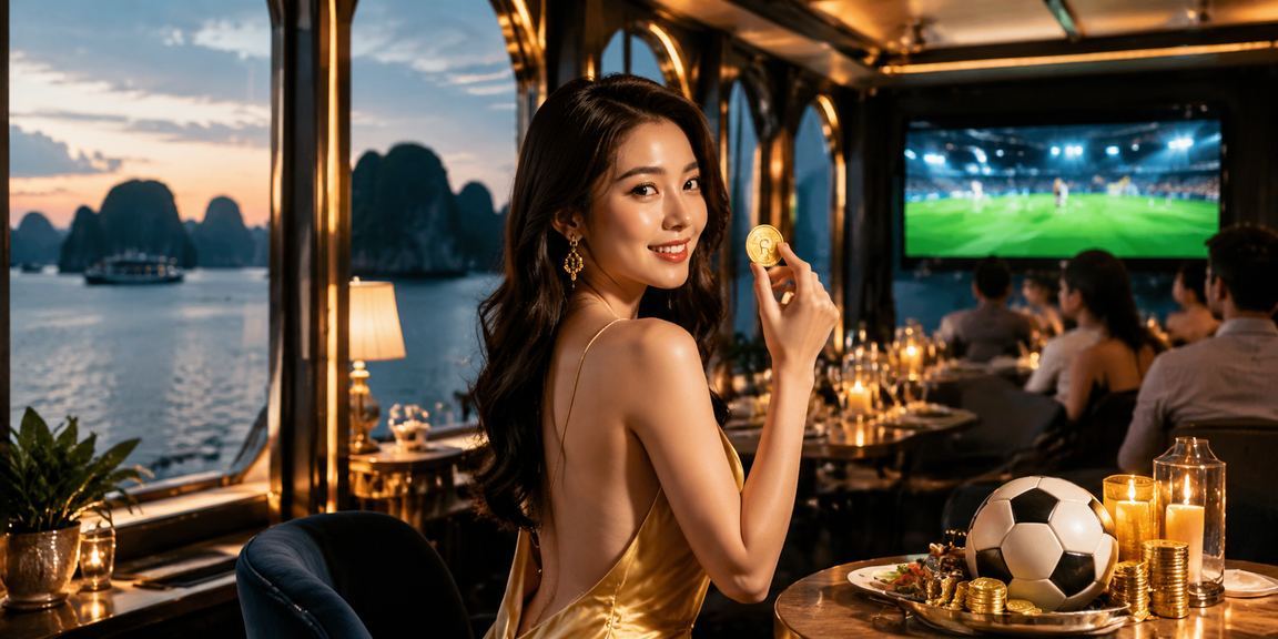 Người hâm mộ bóng đá xem tỷ lệ kèo trên di động tại quán cà phê view Vịnh Hạ Long