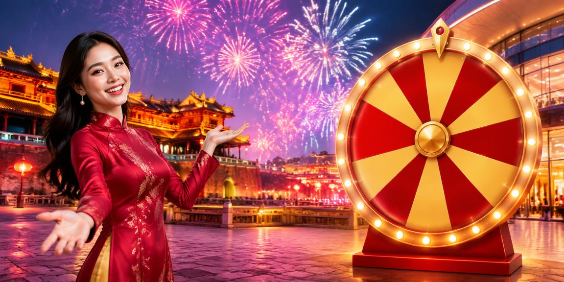 Lễ hội may mắn tại Huế với không khí sôi động và người chơi tham gia chương trình quay số